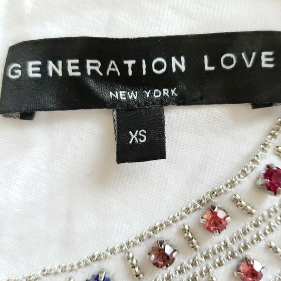 GENERATION LOVE Lucy rainbow studded tank top linen tee muscle t-shirt Sz XS NEW - Picture 7 of 8